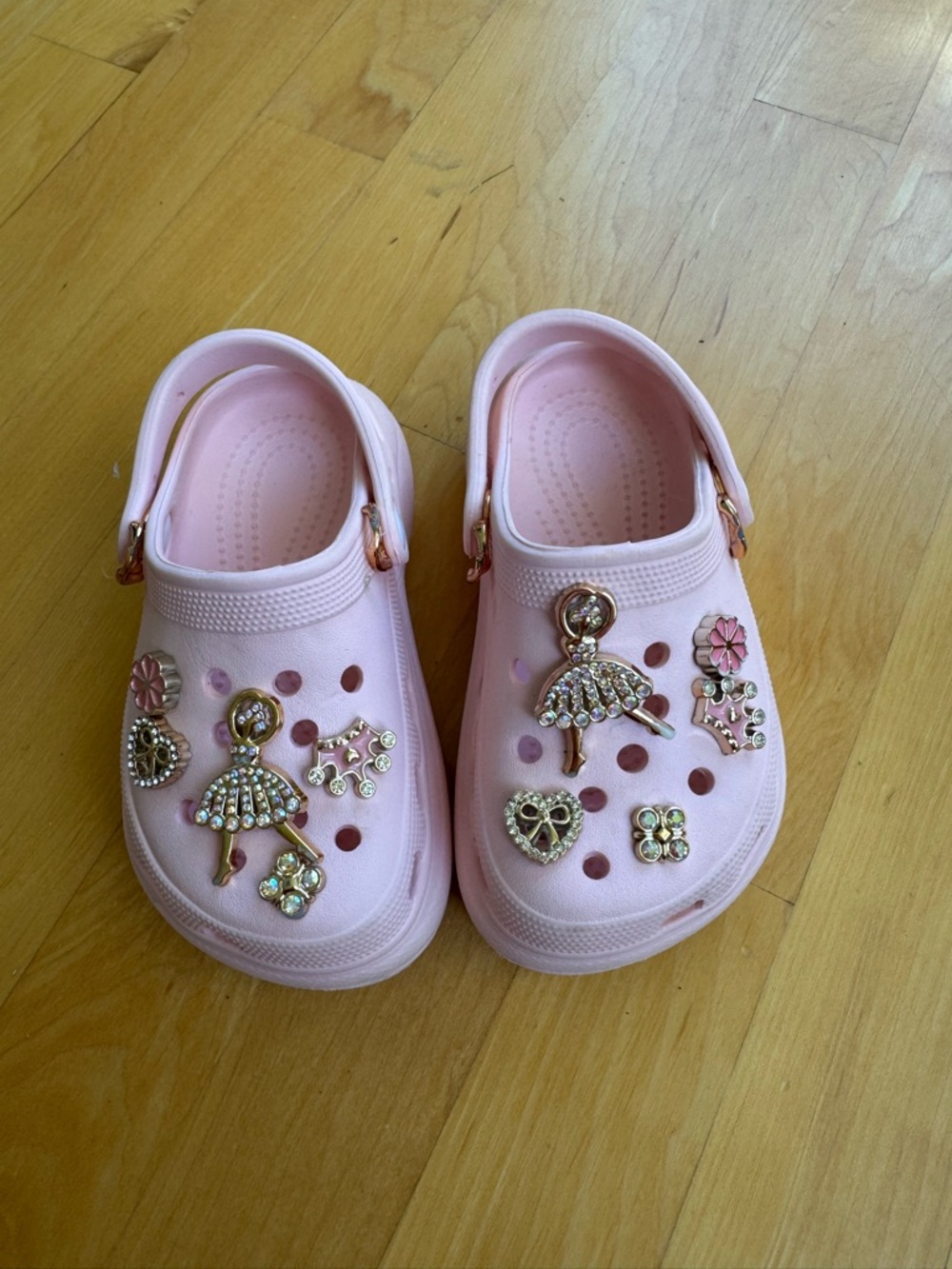 Girls' Pink Jelly Clog Sandals with Decorative Charms